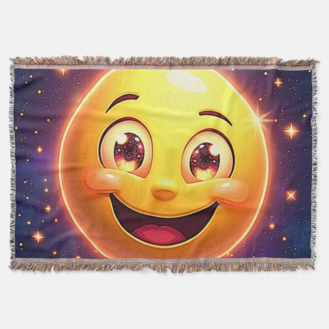 Happy Cosmic Eyes Emoji Throw Blanket (Front)