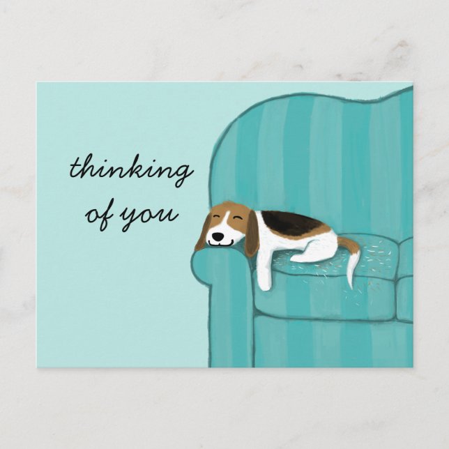 Happy Couch Beagle | Cute Dog Custom Postcard (Front)