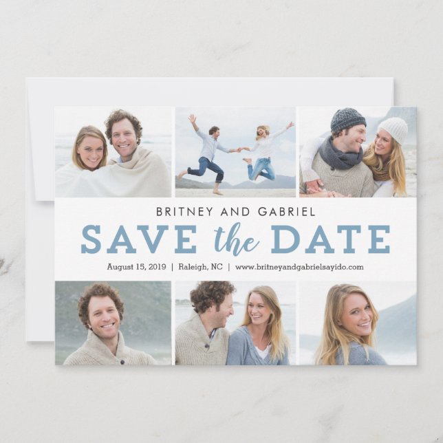 Happy Couple EDITABLE COLOR Save The Date Collage (Front)