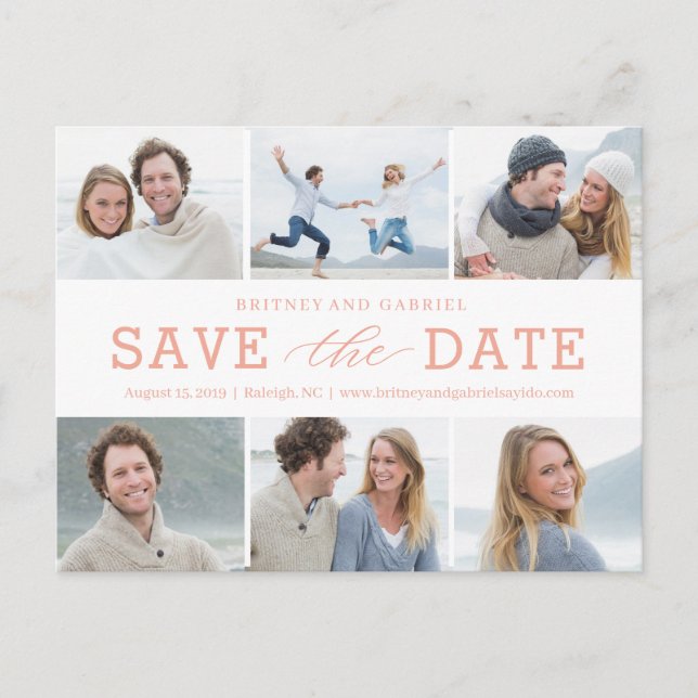 Happy Couple EDITABLE COLOR Save The Date Postcard (Front)