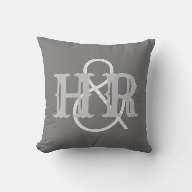Happy Couple Initials on a Throw Pillow (Front)