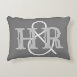 Happy Couple Initials on an Accent Pillow<br><div class="desc">Wedding present cushion or Wedding gift cushion. The initials printed onto this throw pillow make for an ideal wedding gift for a married couple. Incorporates the two initials.</div>