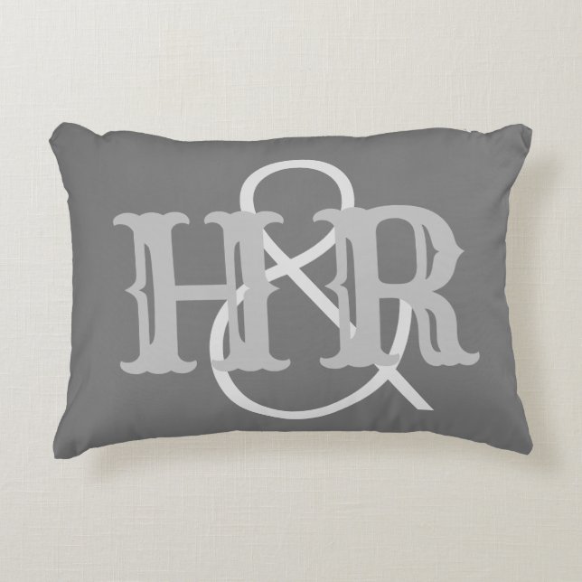 Happy Couple Initials on an Accent Pillow (Front)