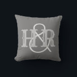 Happy Couple Joint Initials on a Throw Pillow<br><div class="desc">His and hers cushion. The joint initials printed onto this throw pillow make for an ideal wedding gift for a married couple. Incorporates the two initials.</div>