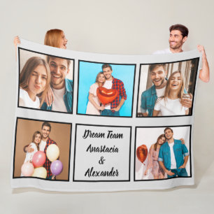 Happy couple modern personalized Valentine photo   Fleece Blanket