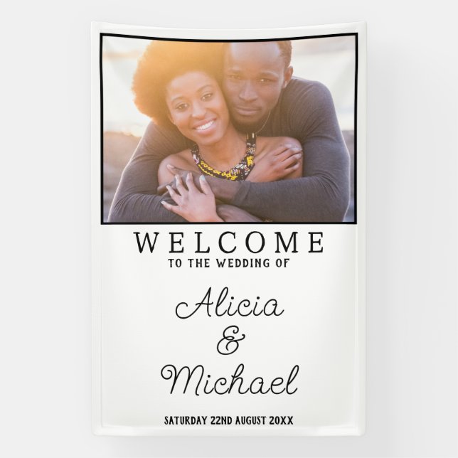 Happy Couple Photo Wedding Welcome Vertical Banner (Vertical)