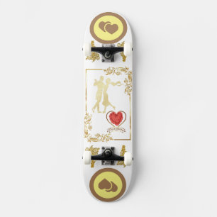 Happy Couples Dancing Valentines vector design Skateboard