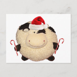 Happy Cow Christmas Santa Postcard