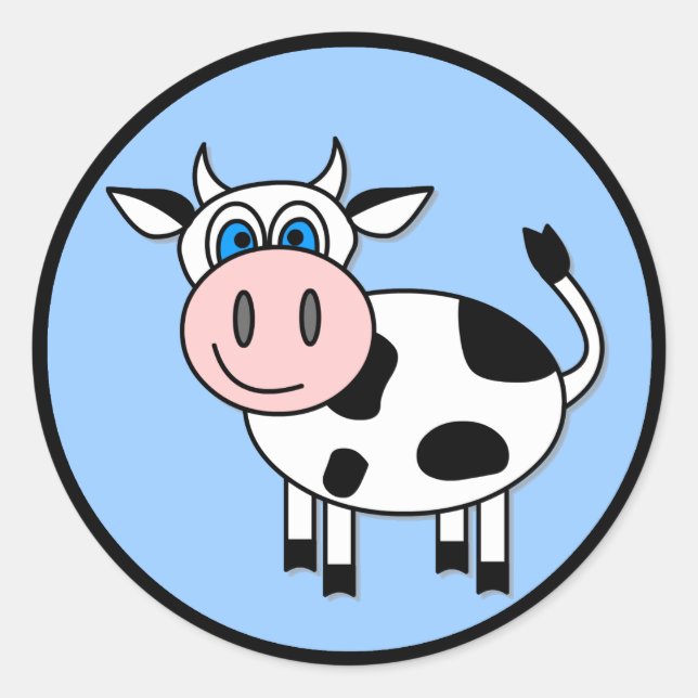 Happy Cow - Customizable! Classic Round Sticker (Front)