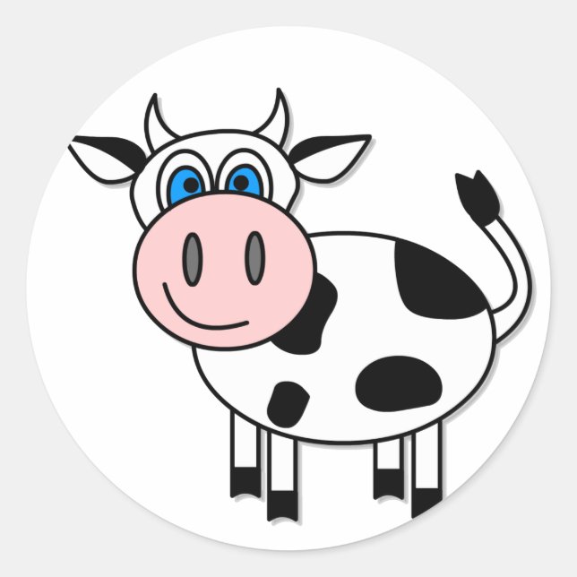 Happy Cow - Customizable! Classic Round Sticker (Front)