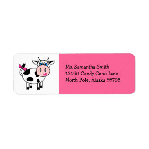 Happy Cow Girl Pink Return Address Label