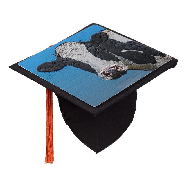 Happy Cow Portrait Graduation Cap Topper (Angled)
