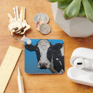 Happy Cow Portrait Keychain