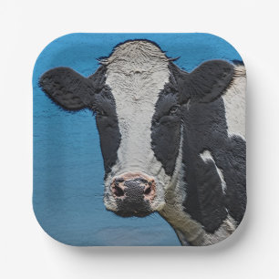 Happy Cow Portrait Paper Plate