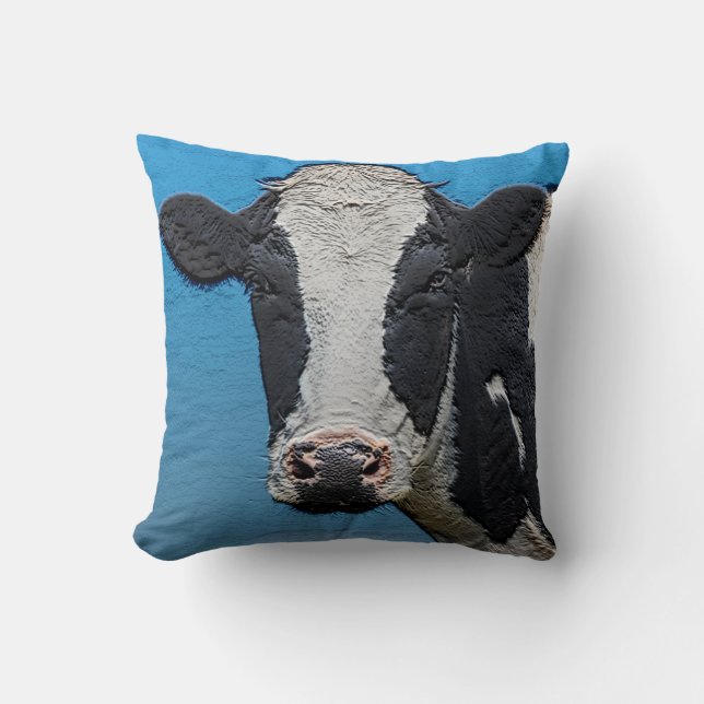 Happy Cow Portrait Square Beverage Coaster Baby Bu Throw Pillow (Front)