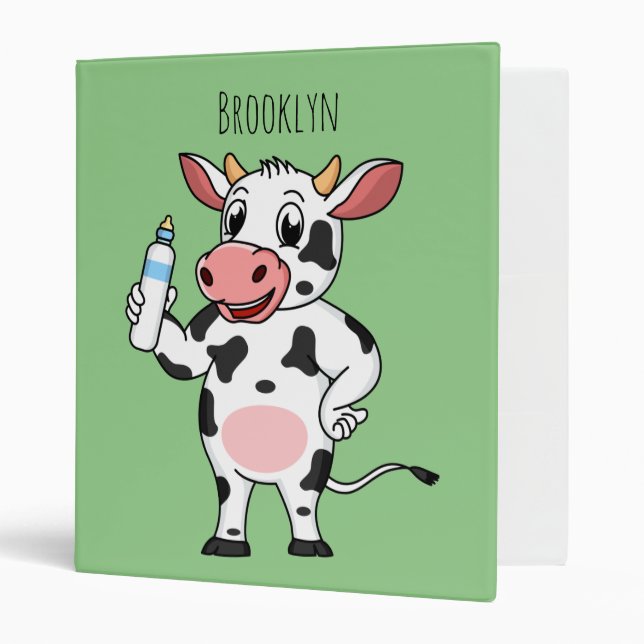 Happy cow with baby bottle cartoon binder (Front/Inside)