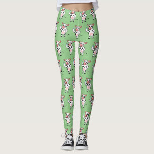 Happy cow with baby bottle cartoon leggings