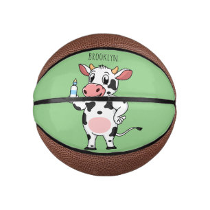 Happy cow with baby bottle cartoon  mini basketball