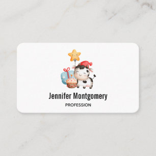 Happy Cow with Cake & Presents Party Business Card