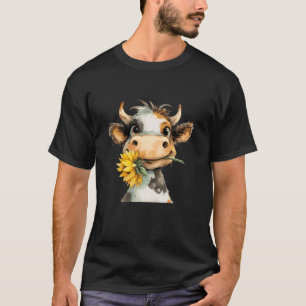 Happy Cow with Sunflower Country Farm Charm T-Shirt