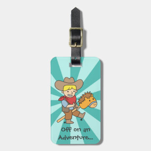 Happy cowboy on an adventure luggage tag