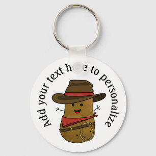 Happy Cowboy Potato Personalized Keychain
