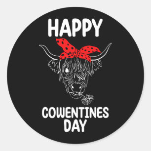 Happy Cowentines Cow Funny Valentine's Day Farm Classic Round Sticker