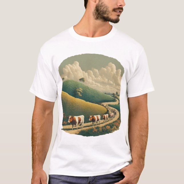Happy Cows In A Field T-Shirt (Front)