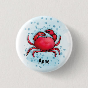 Happy Crab 1 Inch Round Button