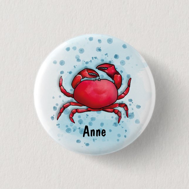 Happy Crab 1 Inch Round Button (Front)