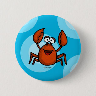 happy crab 2 inch round button