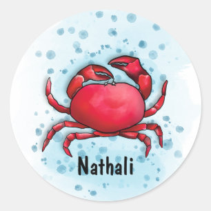 Happy Crab Classic Round Sticker