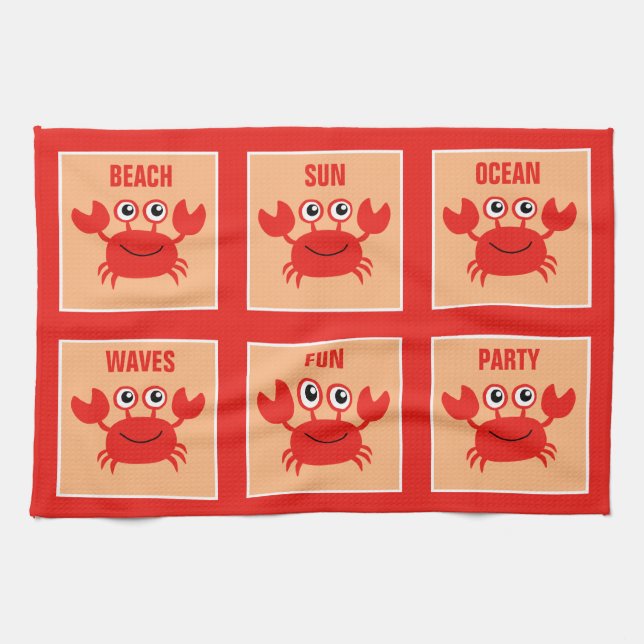Happy Crab custom hand towel (Horizontal)