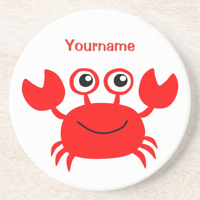 Happy Crab custom monogram coaster (Front)