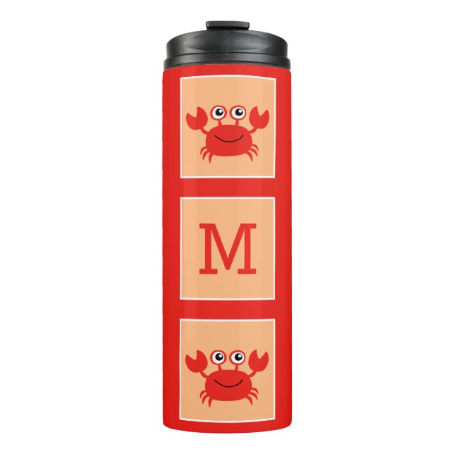 Happy Crab custom monogram tumbler (Front)