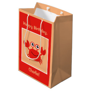 Happy Crab custom text gift bags