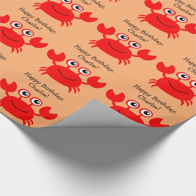 Happy Crab custom text wrapping paper (Corner)