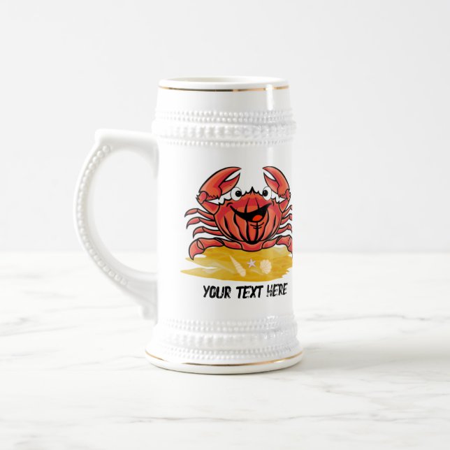HAPPY CRAB,  (EDITABLE ) BEER STEIN (Left)