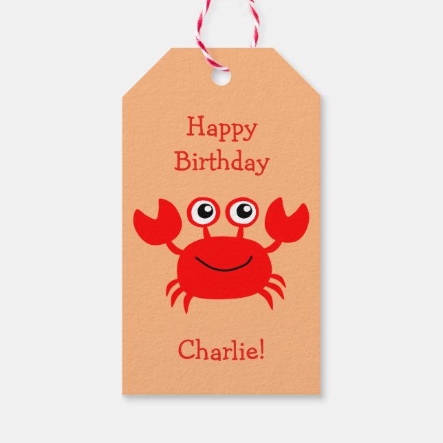 Happy Crab étiquettes cadeaux personnalisées (Dos)