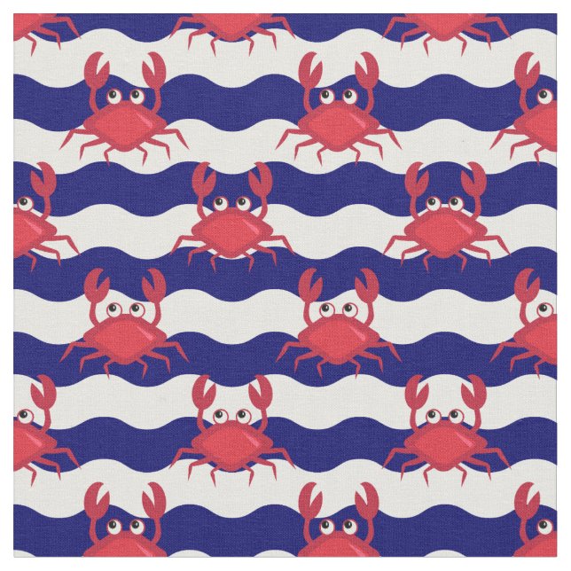 Happy Crabs Pattern Fabric (Close Up)