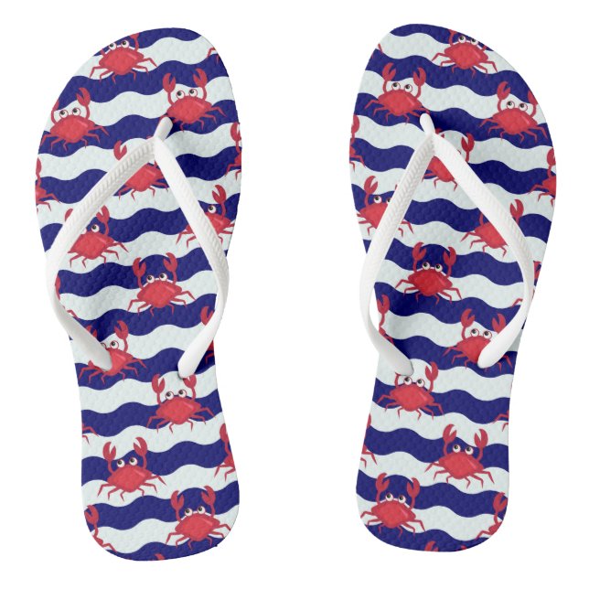 Happy Crabs Pattern Flip Flops (Footbed)