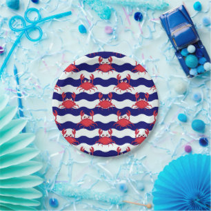 Happy Crabs Pattern Paper Plate