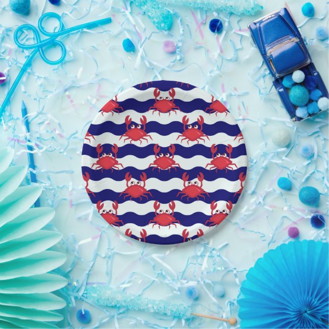 Happy Crabs Pattern Paper Plate (Party)