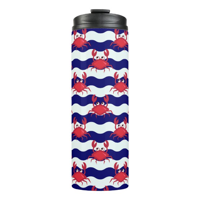 Happy Crabs Pattern Thermal Tumbler (Front)