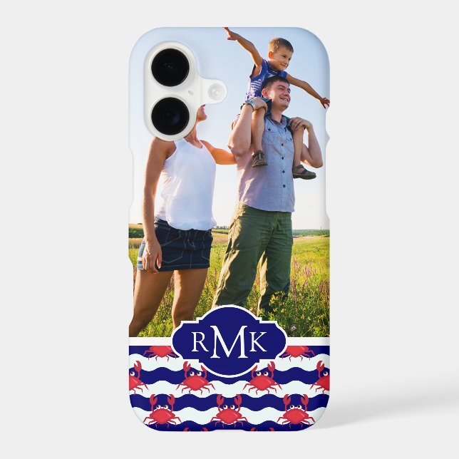 Happy Crabs Pattern| Your Photo & Monogram (Back)