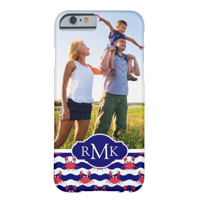 Happy Crabs Pattern| Your Photo & Monogram Case-Mate iPhone Case (Back)
