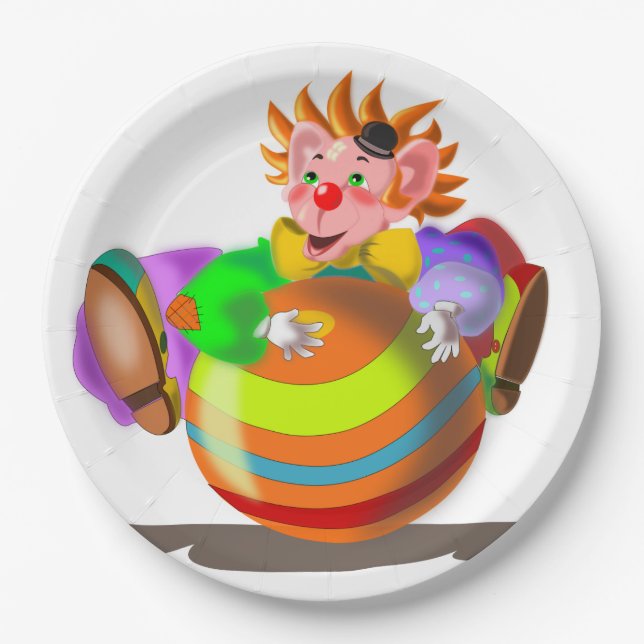 Happy Crazy Clown Paper Plate (Front)