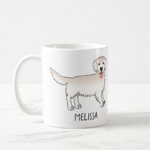 Happy Cream Golden Retriever Cartoon Dog With Name Coffee Mug