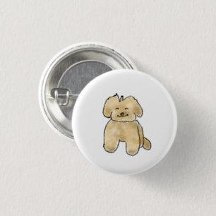 Happy Cream Puppy Crayon Doodle Gift 1 Inch Round Button
