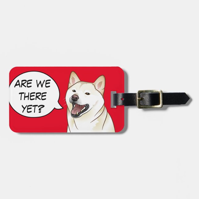 Happy Creamy Shiba Inu Dog Customizable Tag (Front Horizontal)